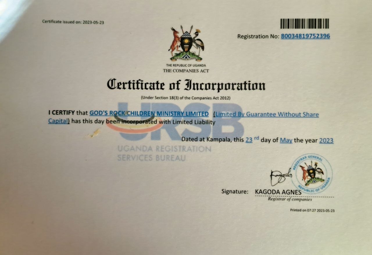 God's Rock Children Ministry CDO Certificate